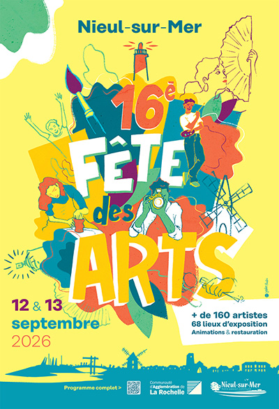 Affiche de la Fête des Arts 2026 à Nieul-sur-Mer, événement artistique auquel participe le peintre et sculpteur Marc Julié.
